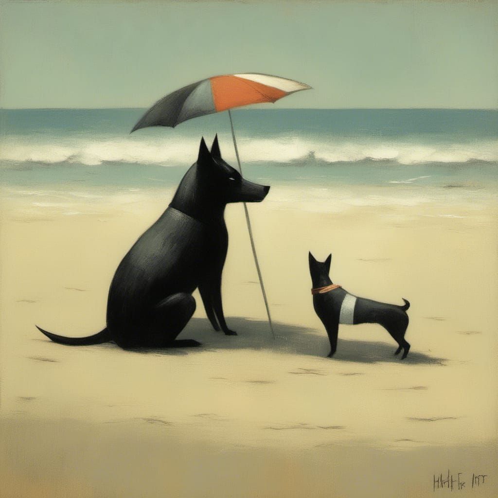 Pig at the Beach LoRA Illustration