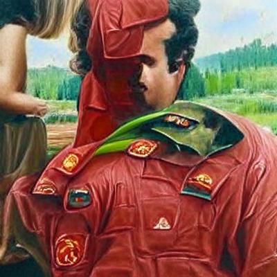 Man in USSR Military Outfit as Oil Painting