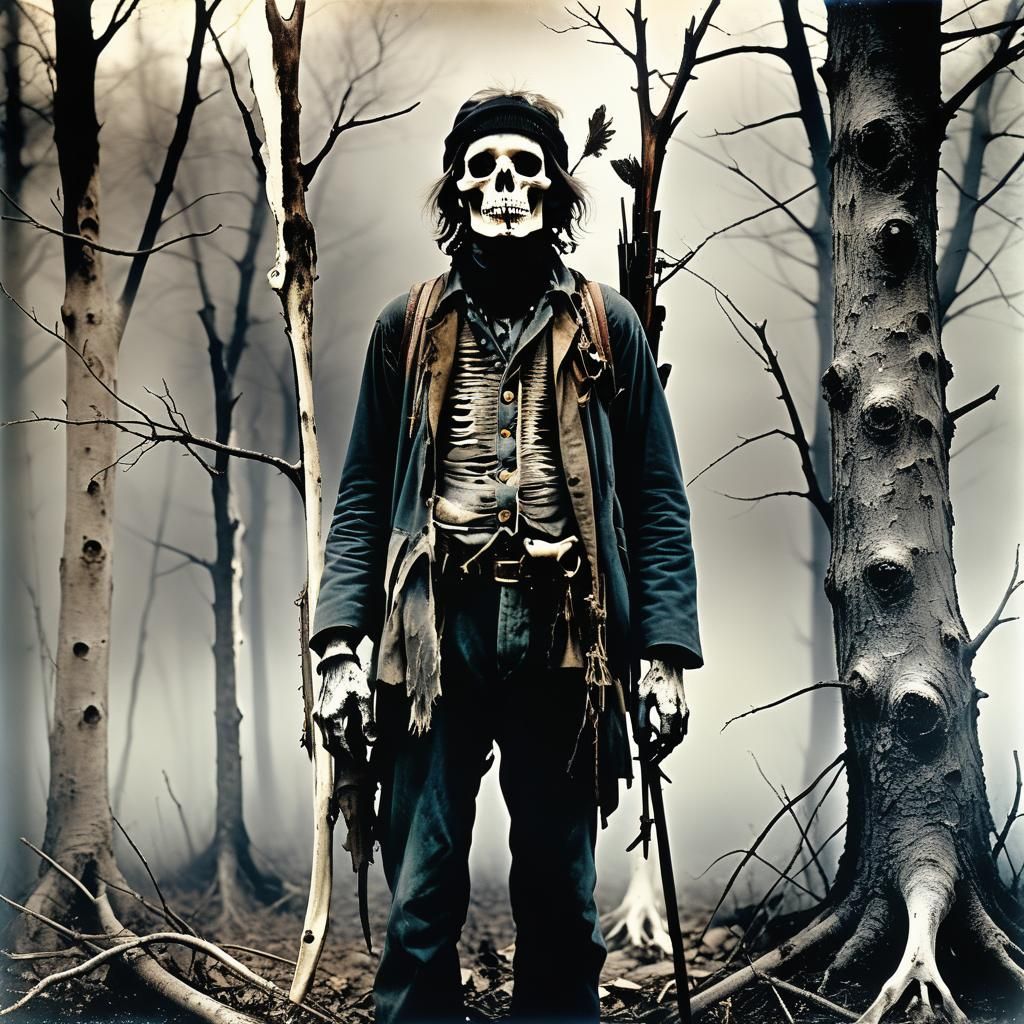 Vintage Photograph of an Unnaturally Thin Hunter