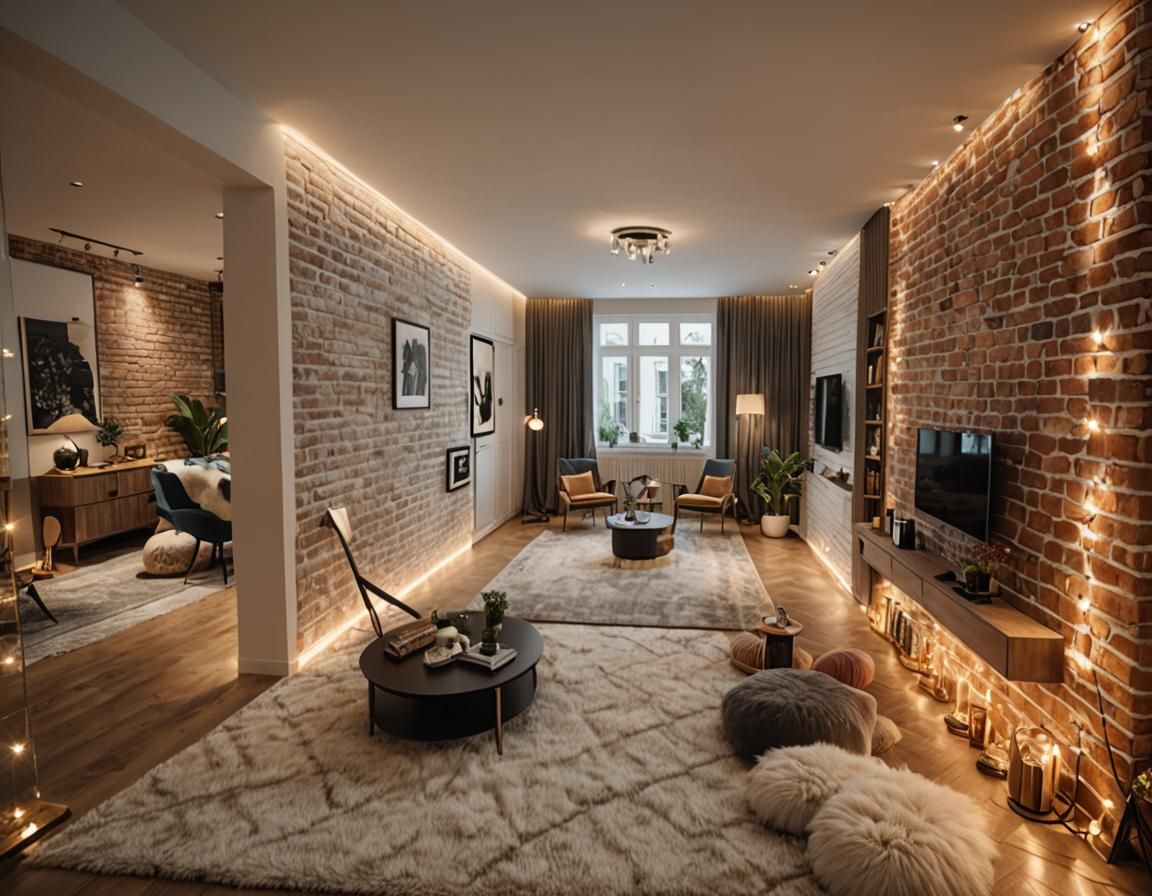 Eclectic Living Room with Warm Lighting: Architectural Photo...