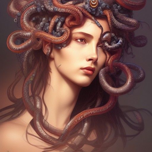 Detailed Medusa Portrait in Dynamic Lighting