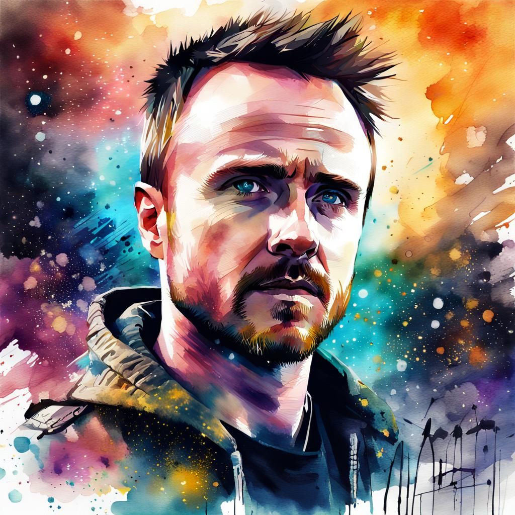Jesse Pinkman in Digital Watercolor Cosmos