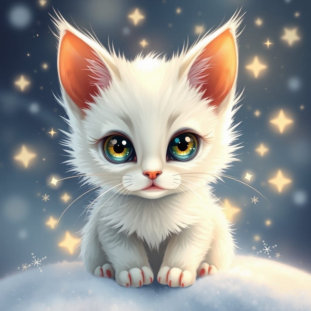 Magical Kitten Illustration in Pastel Colors