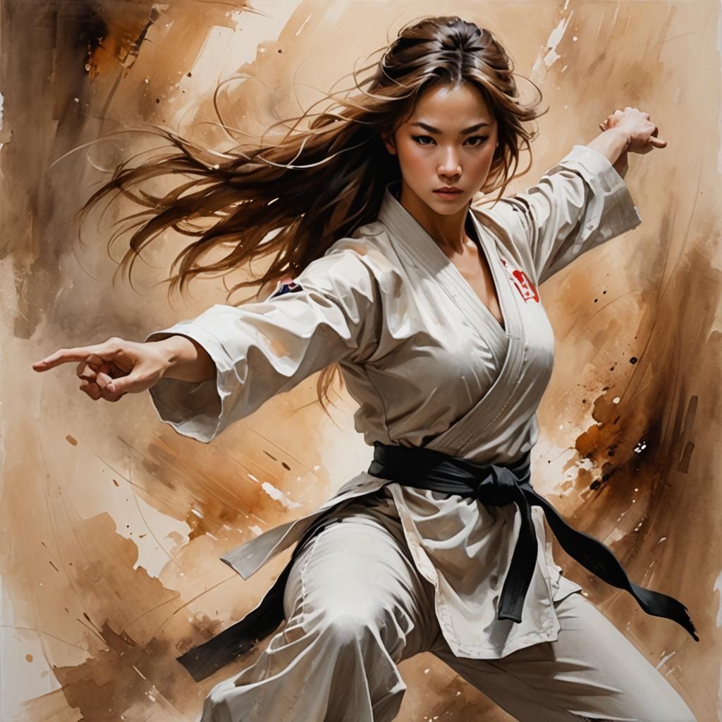 Female Martial Artist in Romantic Style