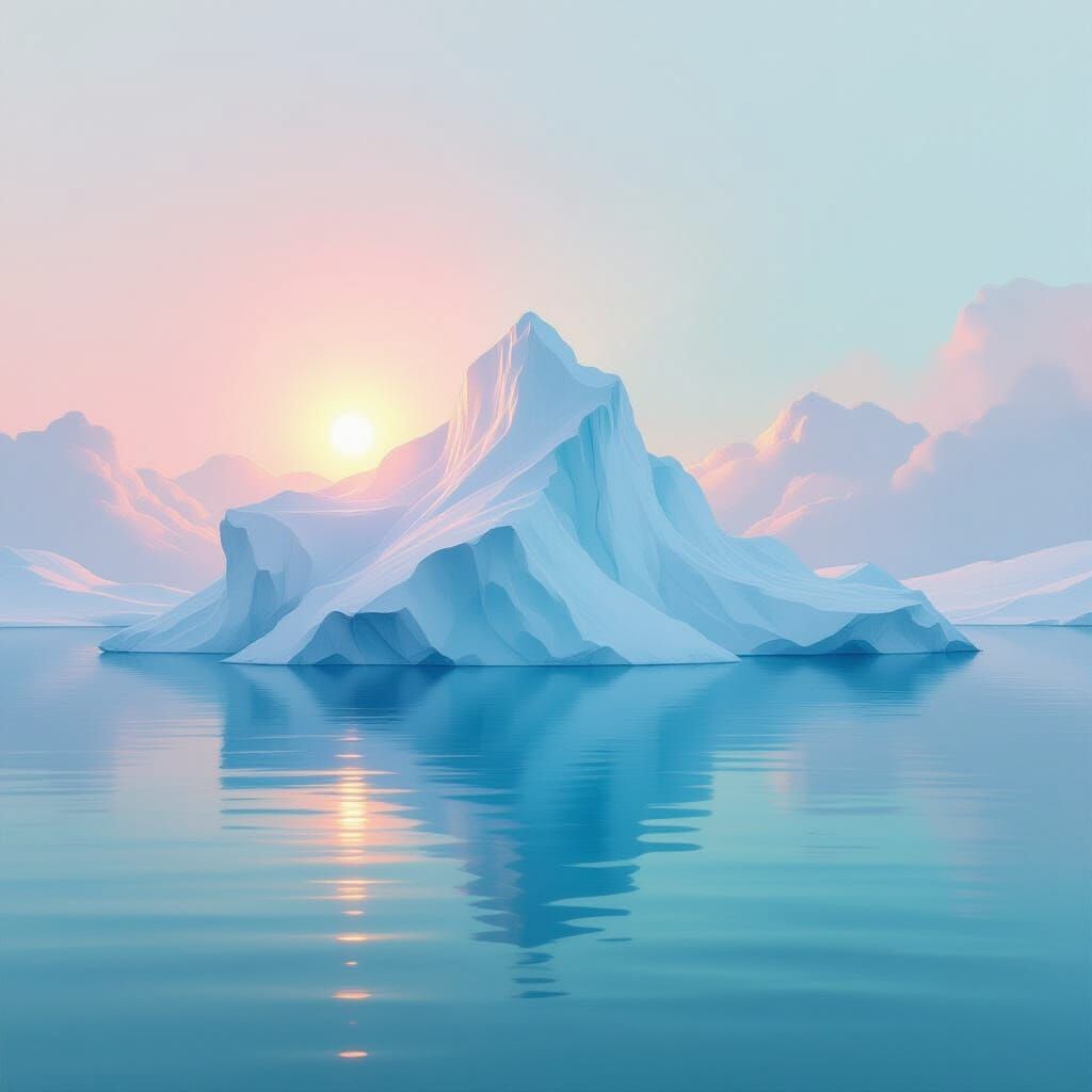 Ethereal Iceberg: Minimalist Painting with Pastel Gradients