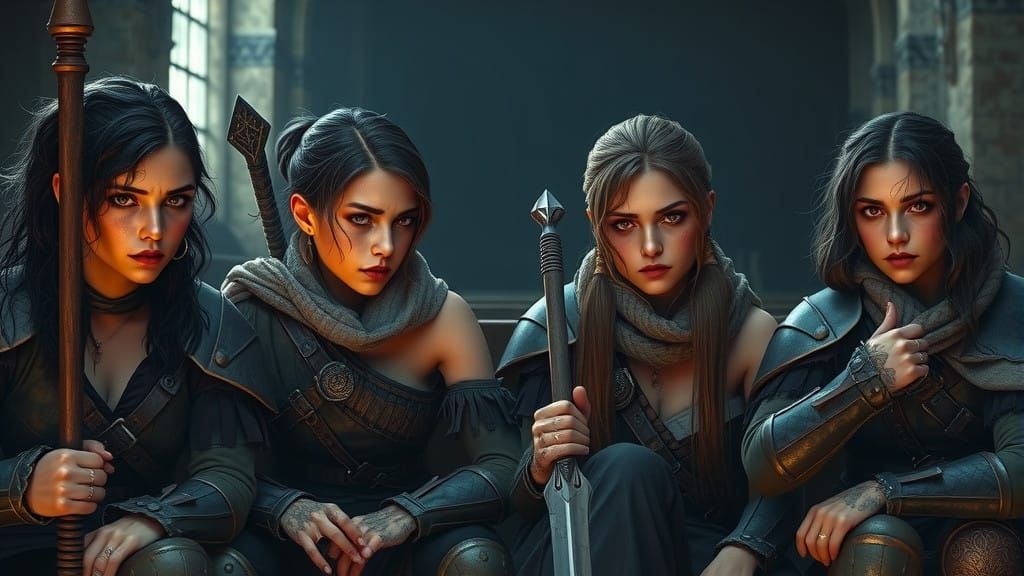 Mixed Fantasy Females in Grim Church Pew