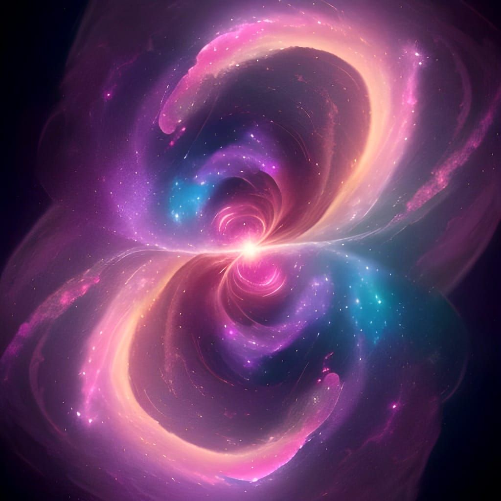 Pink Galaxy Swirls in Night Sky