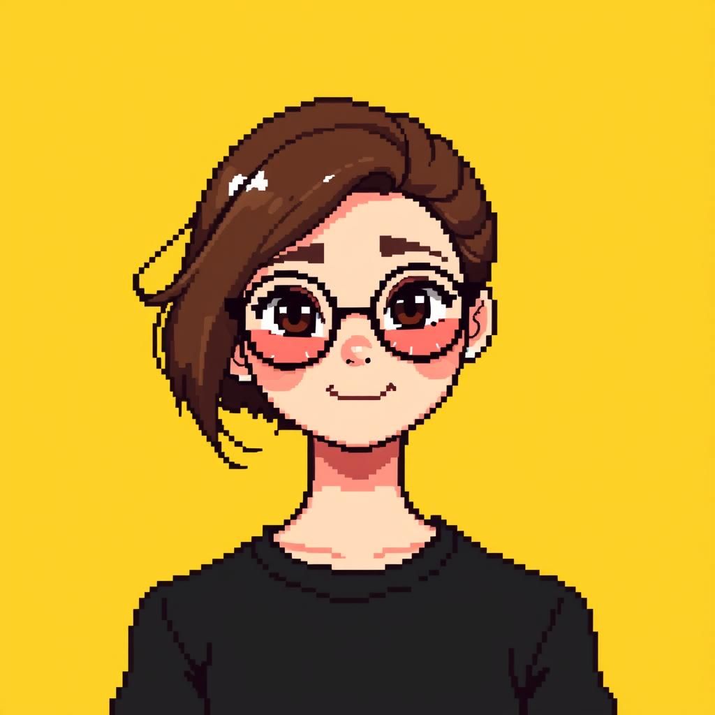 Charming Pixel Art Portrait of a Young Woman