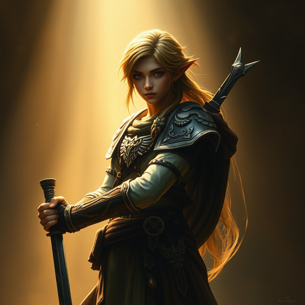 Warrior in Earth-Toned Armor with Chiaroscuro Lighting