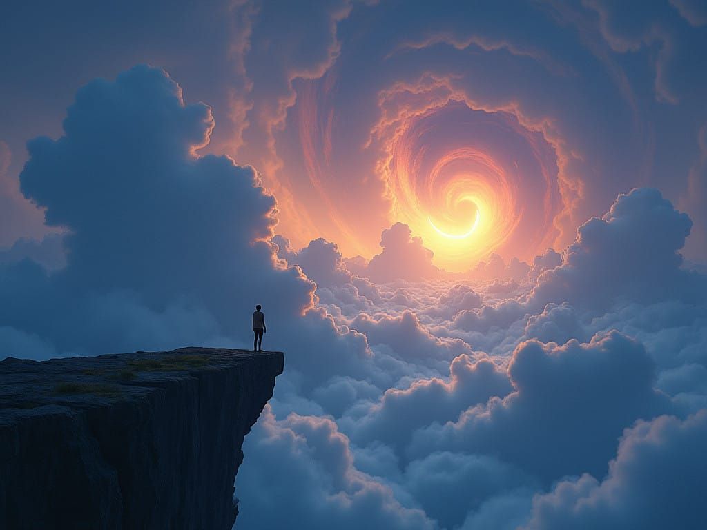 Surreal Dusk Landscape Painted in Cyberpunk Aesthetic