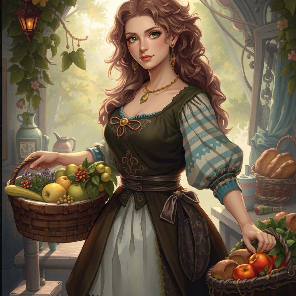 Whimsical Homemaker Deity in a Fantasy Setting