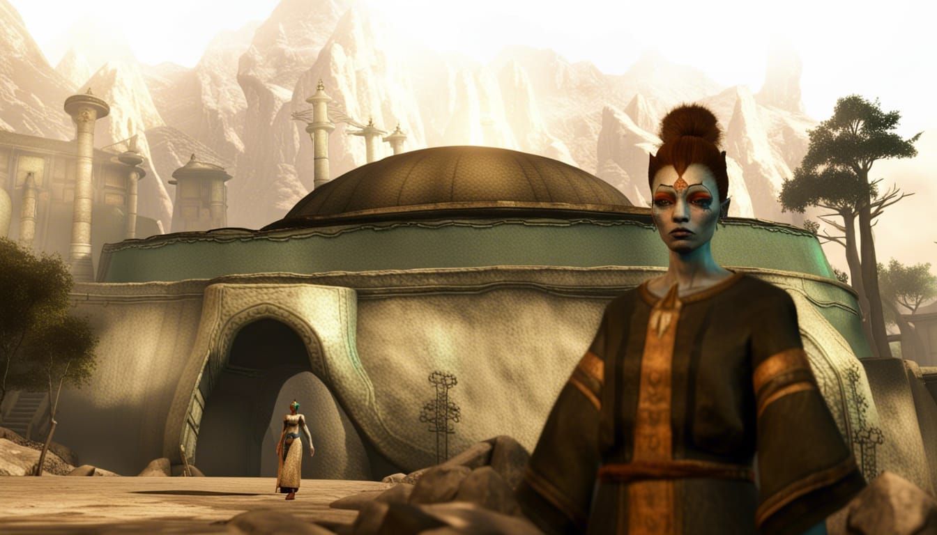Dunmer Woman at Balmora Temple in Morrowind