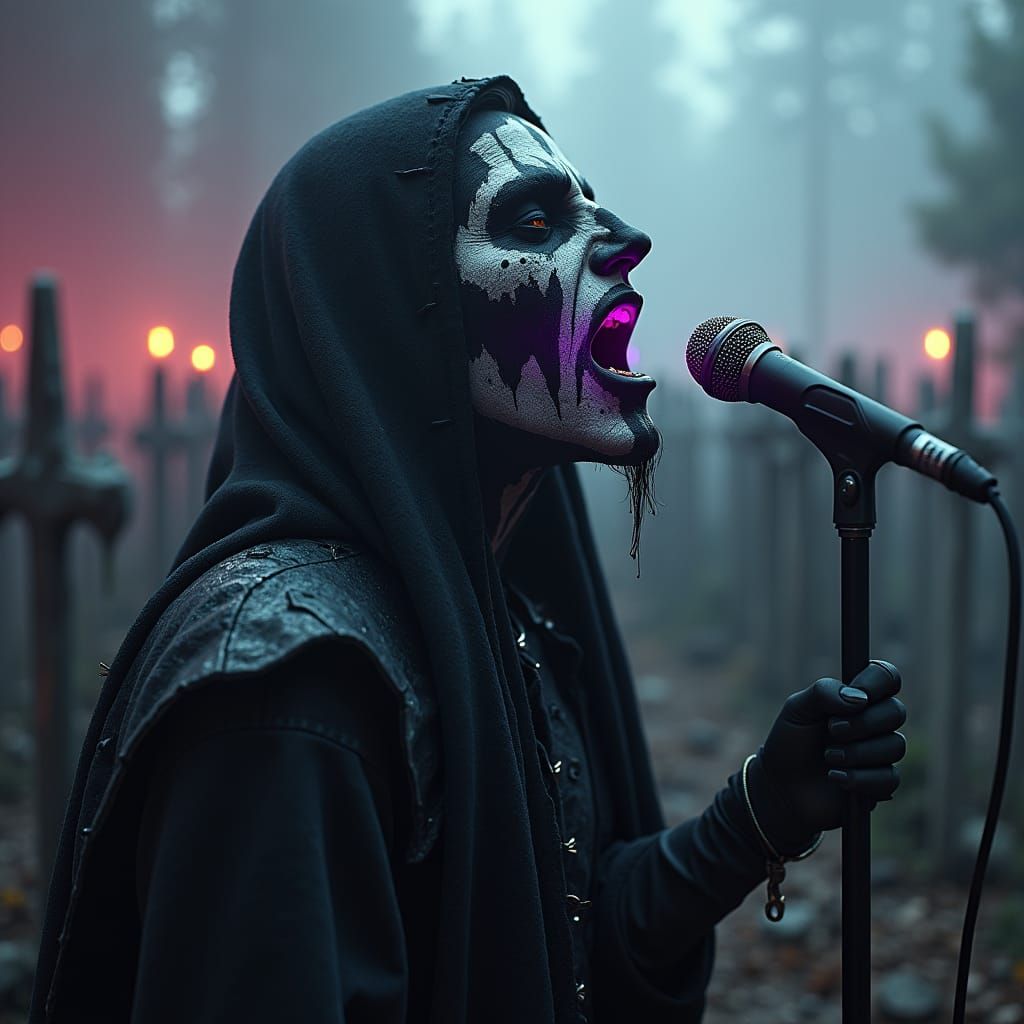 Black Metal Band in Ominous Cemetery
