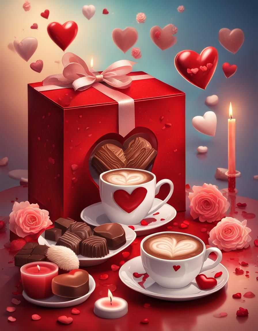 Valentine's Chocolate Box Still Life in Splash Art