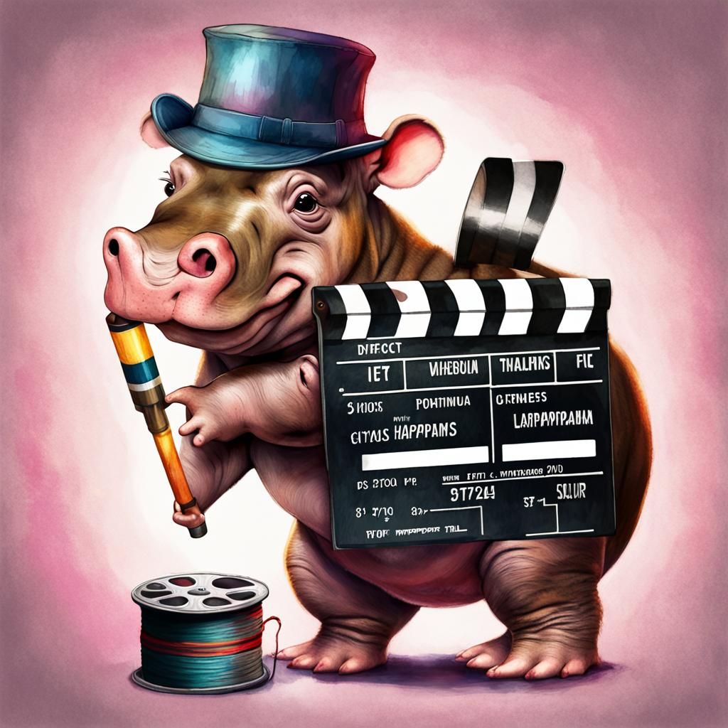 Baby Hippo Director: A Whimsical Film Noir Scene