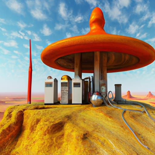 Gas Station on Mars: A Sci-Fi Scene