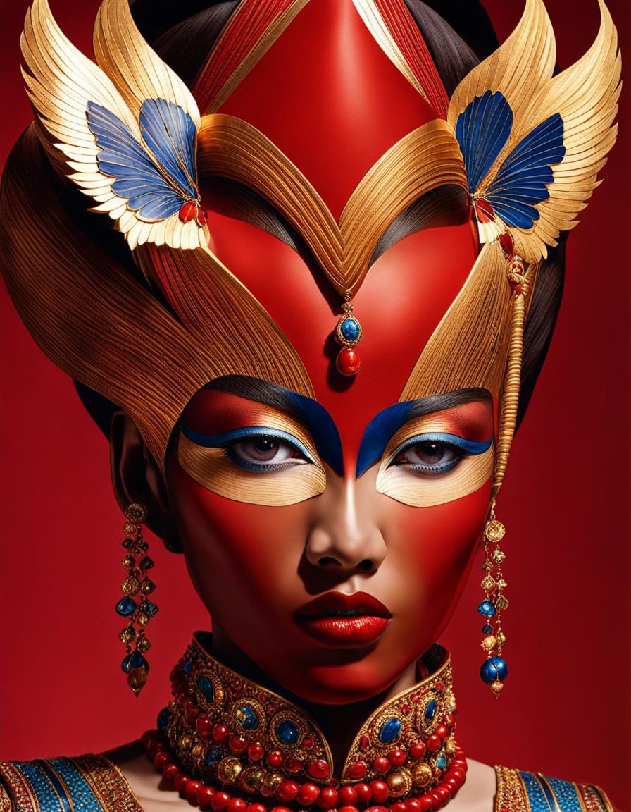 Surreal Portrait with Ammonite Patterns