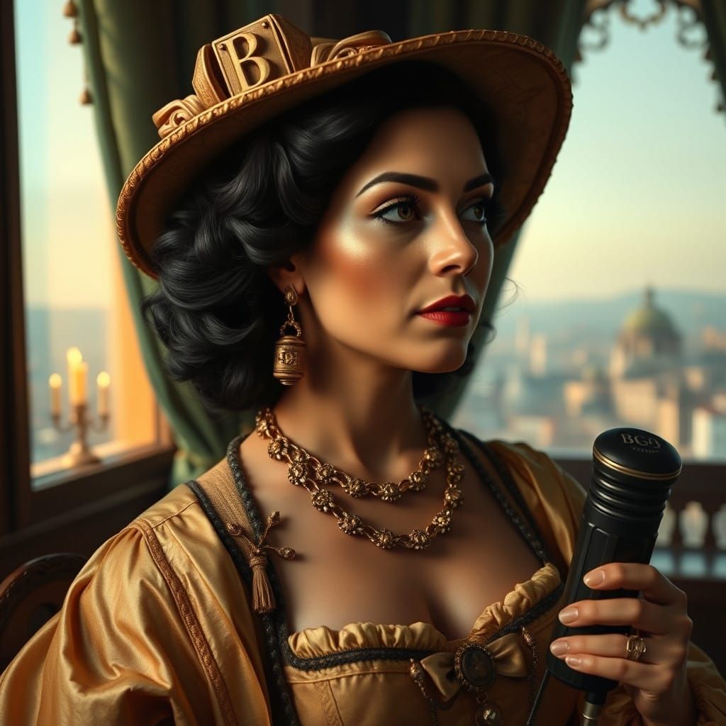 Elegant Renaissance Lady in Luxurious Italian Attire