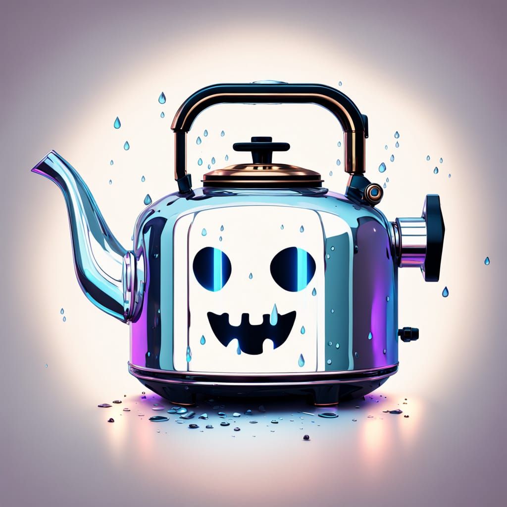 Steampunk Cyberpunk Kettle Dances on Neon Street