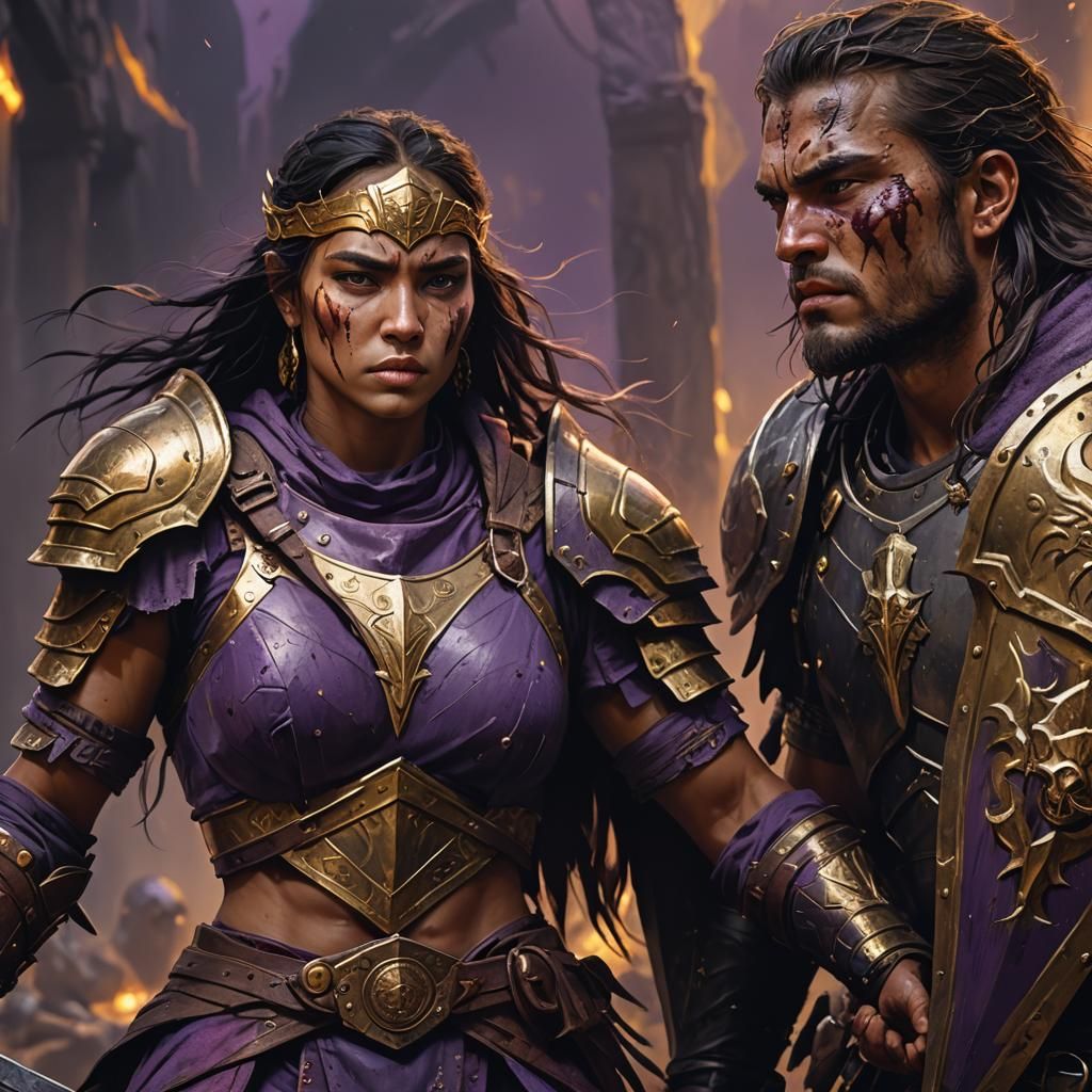 Dark Fantasy Warriors with Shield, Detailed Concept Art