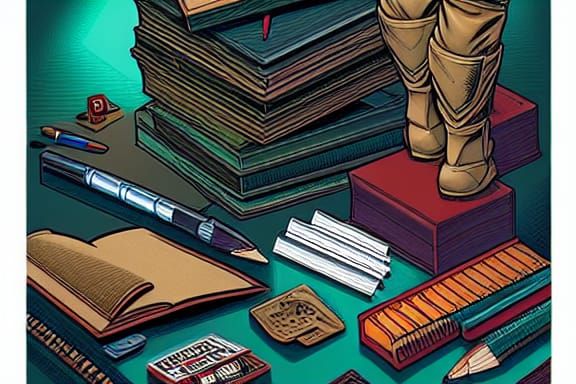 Animated School Supplies in Comic Book Style
