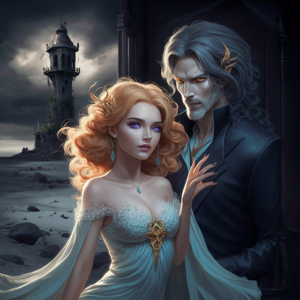 A book cover with lots of space around a middle-aged enchant...