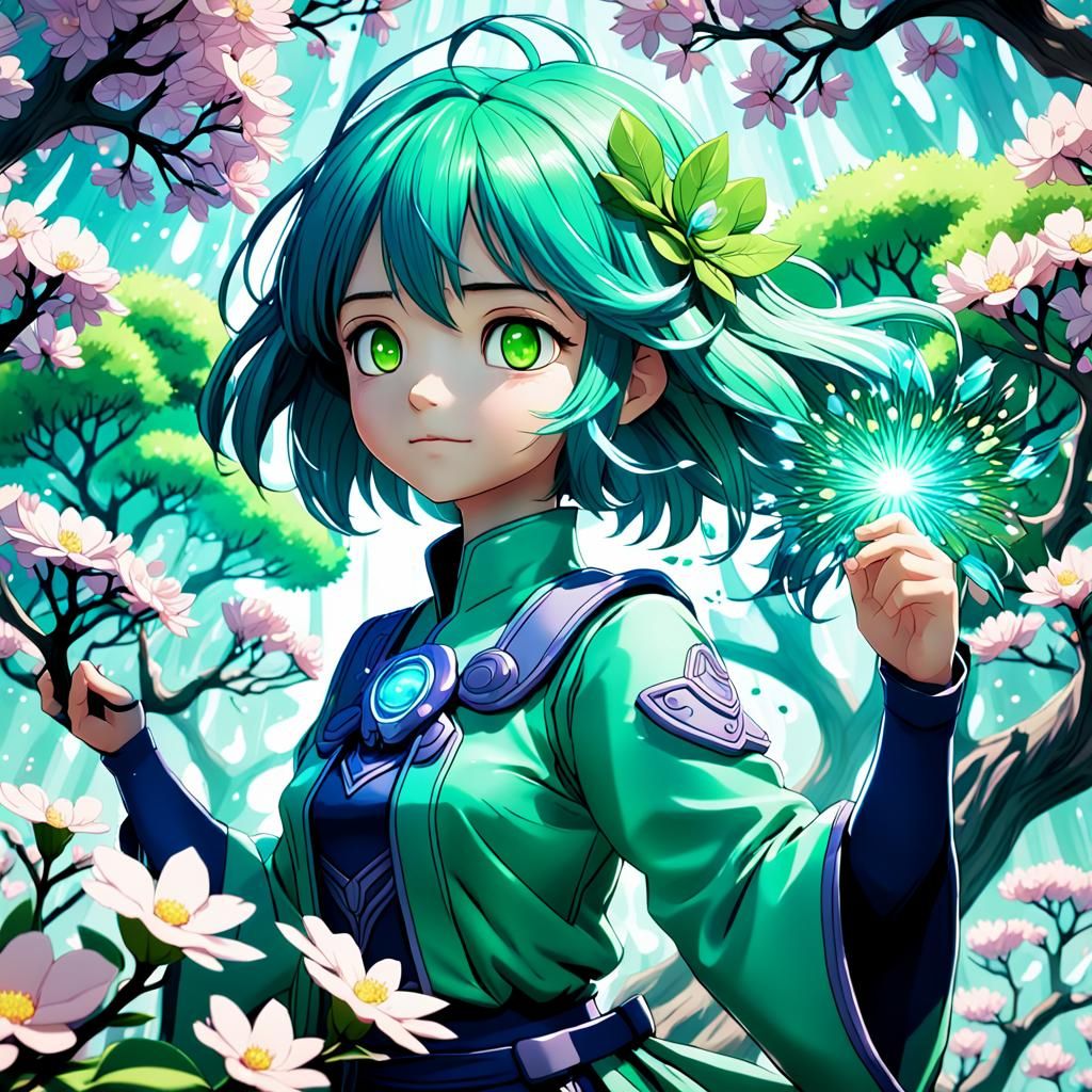 Genshin Impact Dendro Waifu Anime 3D Illustration