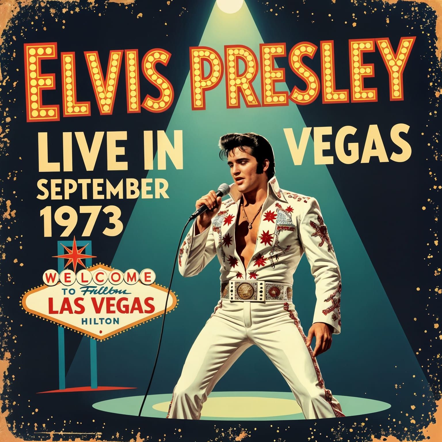 Elvis Presley Live in Las Vegas 1973 Billboard Art
