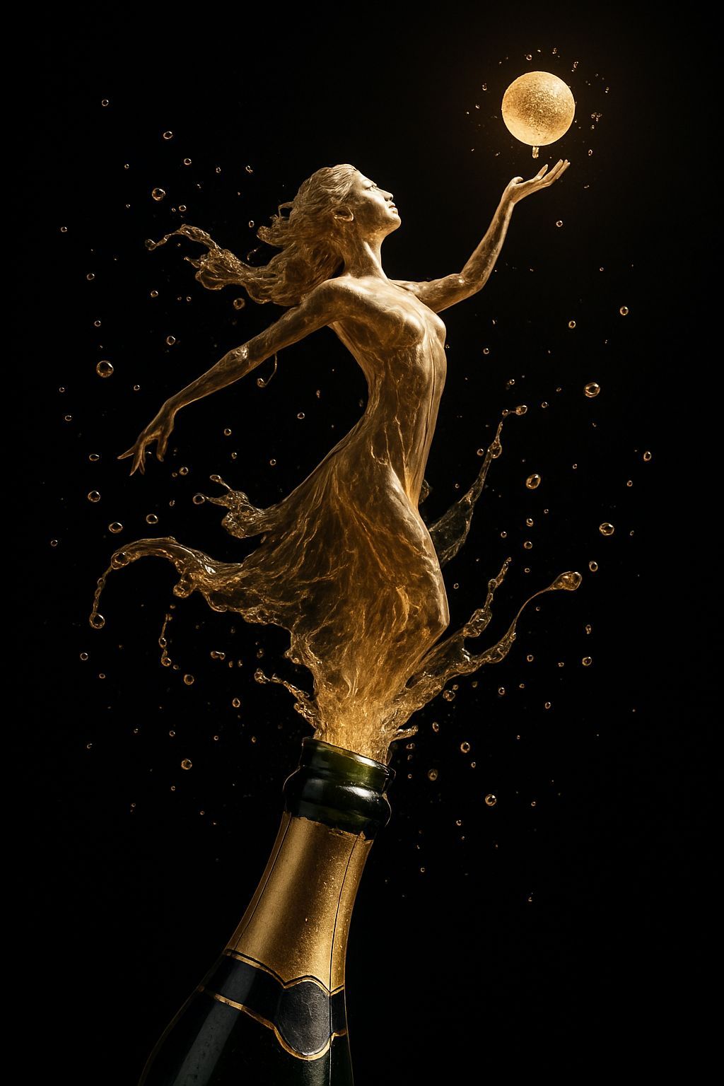Champagne Woman Liquid Art
