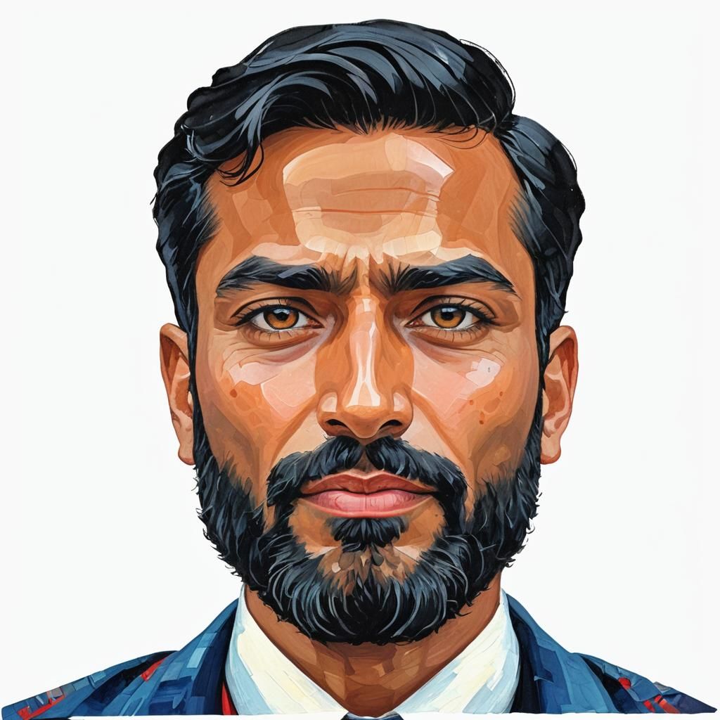 Arab Superman in Neo-Impressionism Expressionist Style