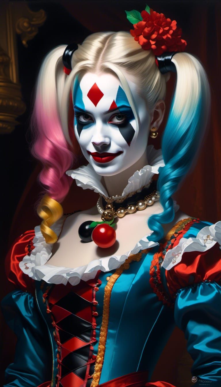 Baroque Harley Quinn Oil Painting Portrait