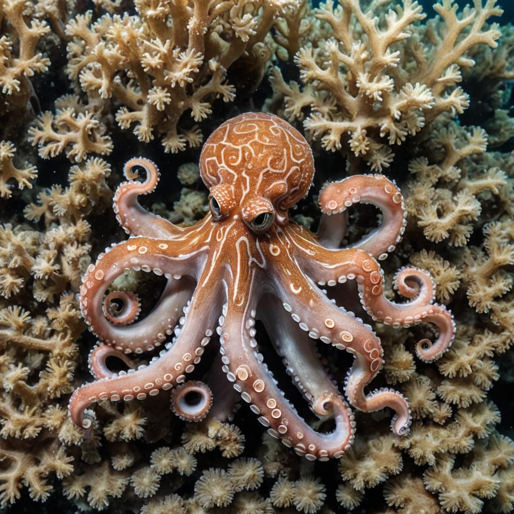 Octopus Thriving in a Vibrant Coral Reef