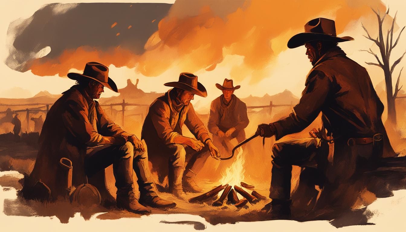 Cowboys Branding Cattle: Western Concept Art