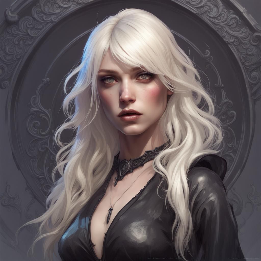 Platinum Blonde Goth Babe Portrait in Unreal Engine 5