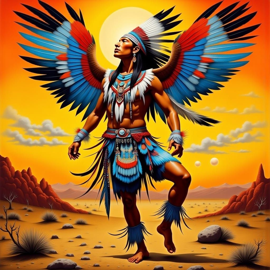 Eagle Dancer in Vibrant Desert Landscape