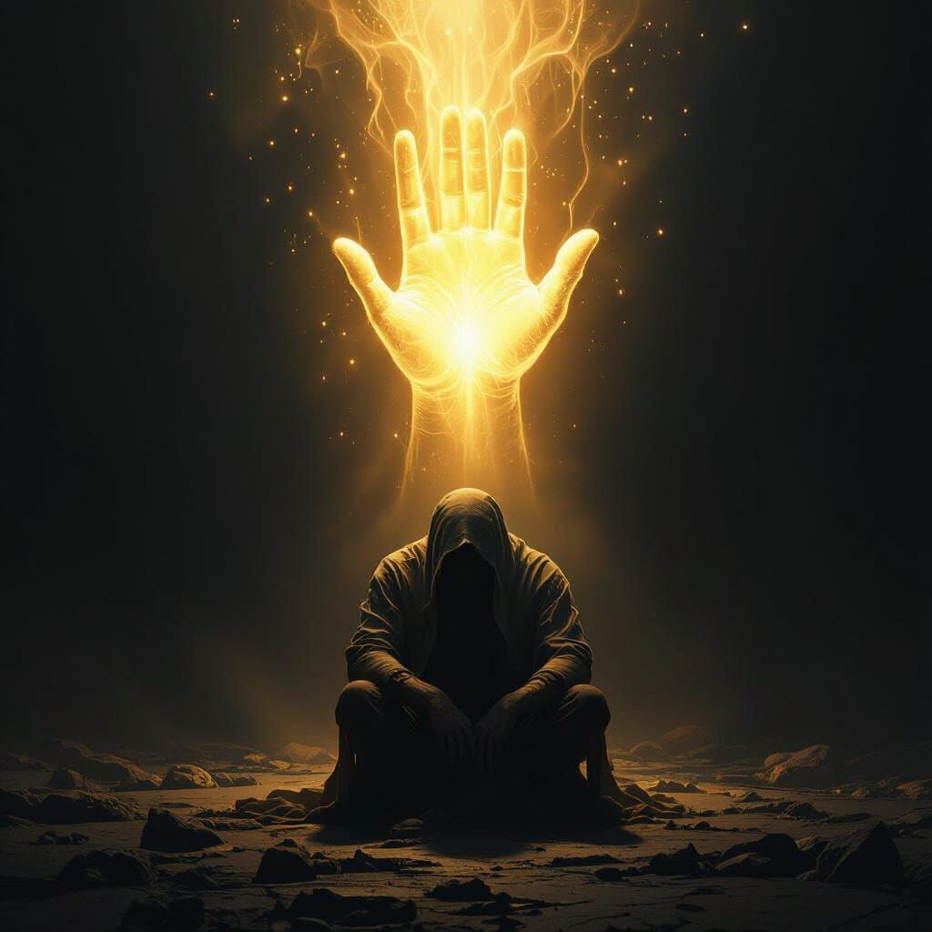 Hopeful Rescue by a Glowing Hand of Light