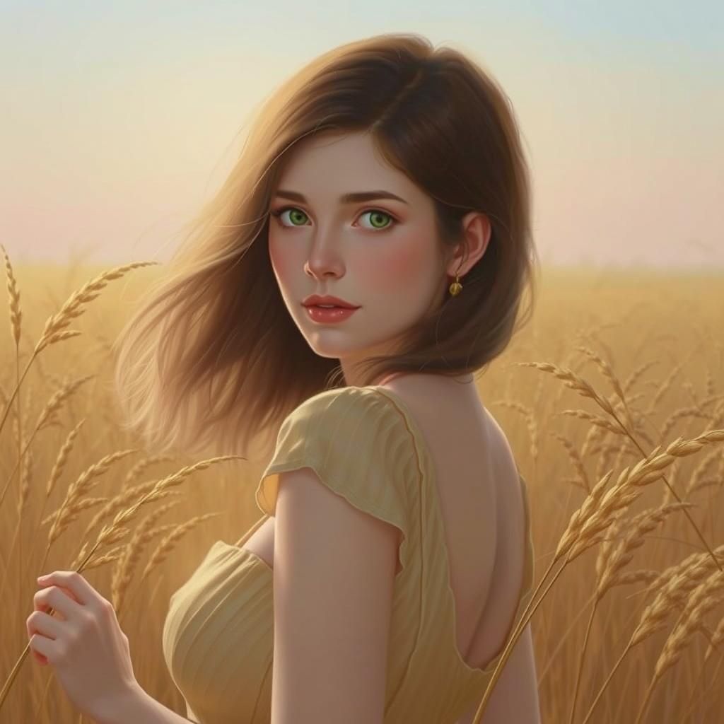 Elegant Woman in Golden Light: A Pre-Raphaelite Vision