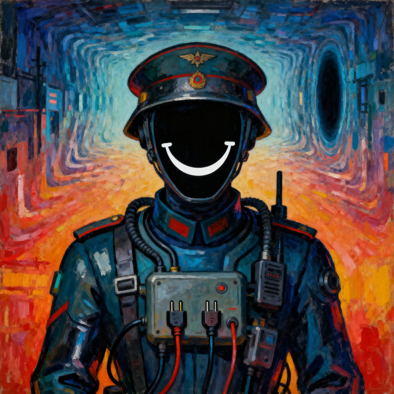 Creepy Character Portrait in Primitivist Style