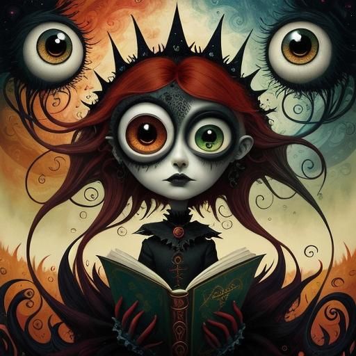 Gothic Punk Redhead Reading: A Digital Fairytale