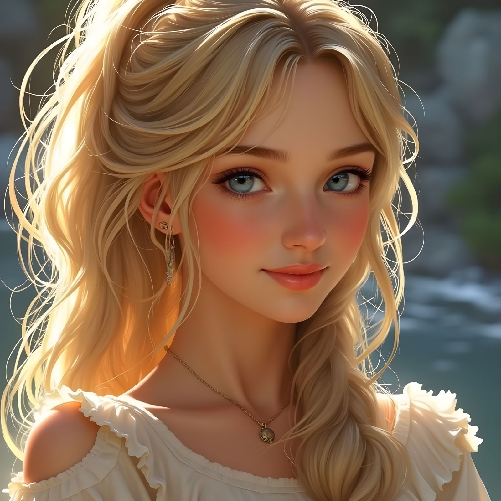 Norse Goddess of Love with Blonde Hair and Blue Eyes