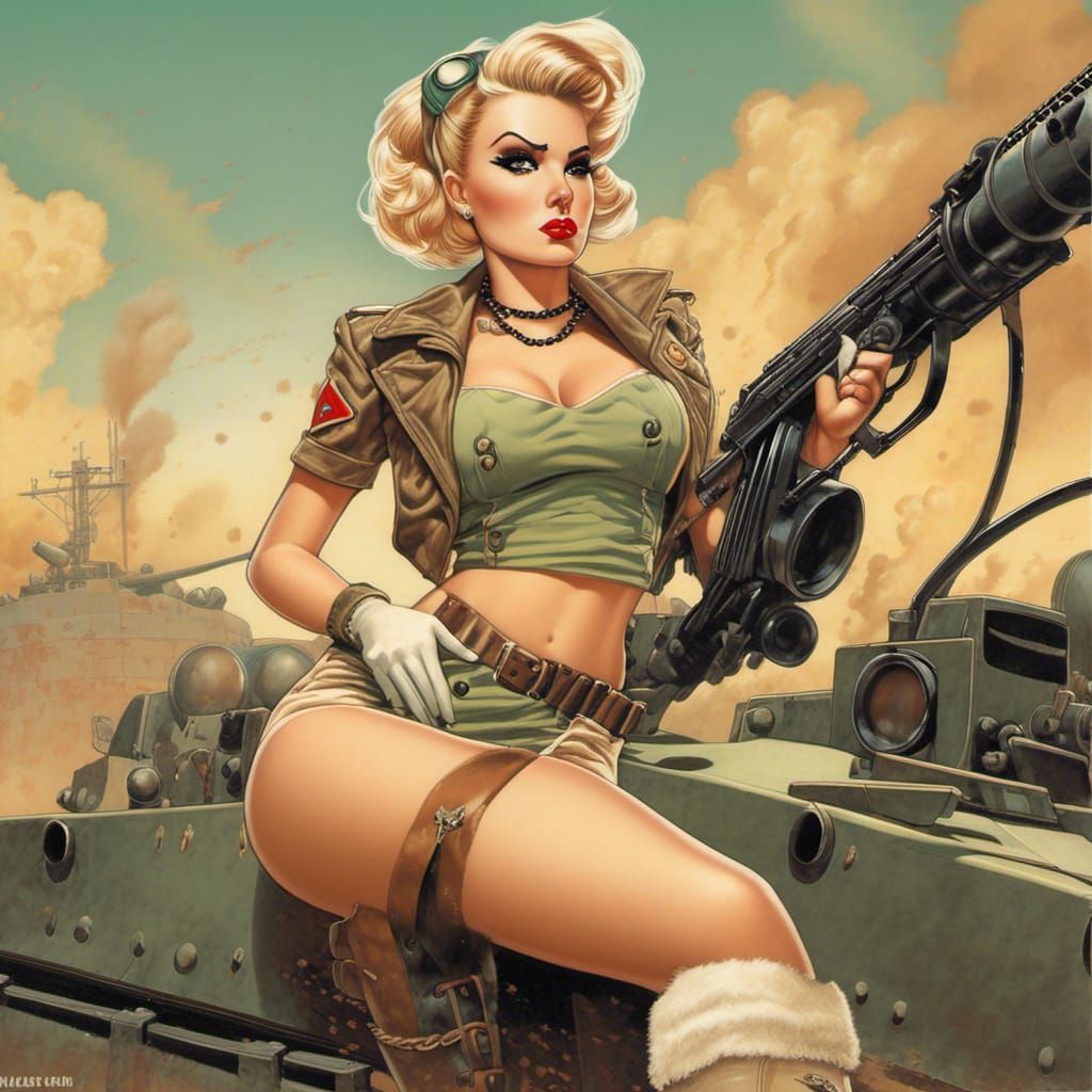 Tank Girl as 1940s Pin-Up in Vargas Style