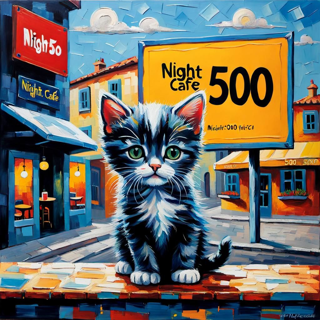 Night café kitten