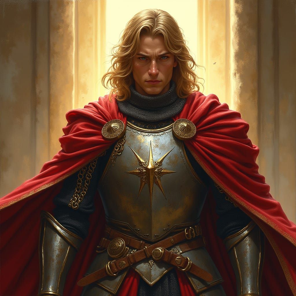Chivalrous Paladin in Crimson Regalia