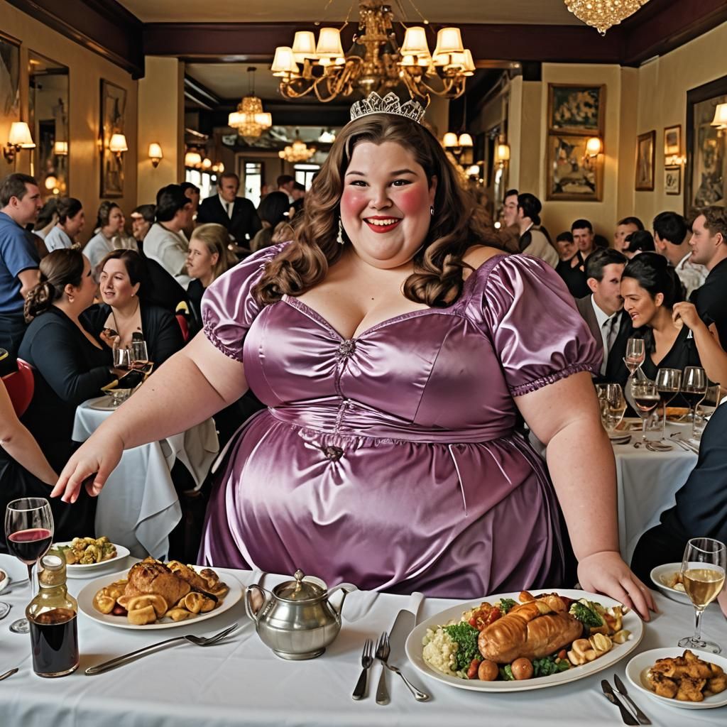 Plus Size Princess at French Restaurant