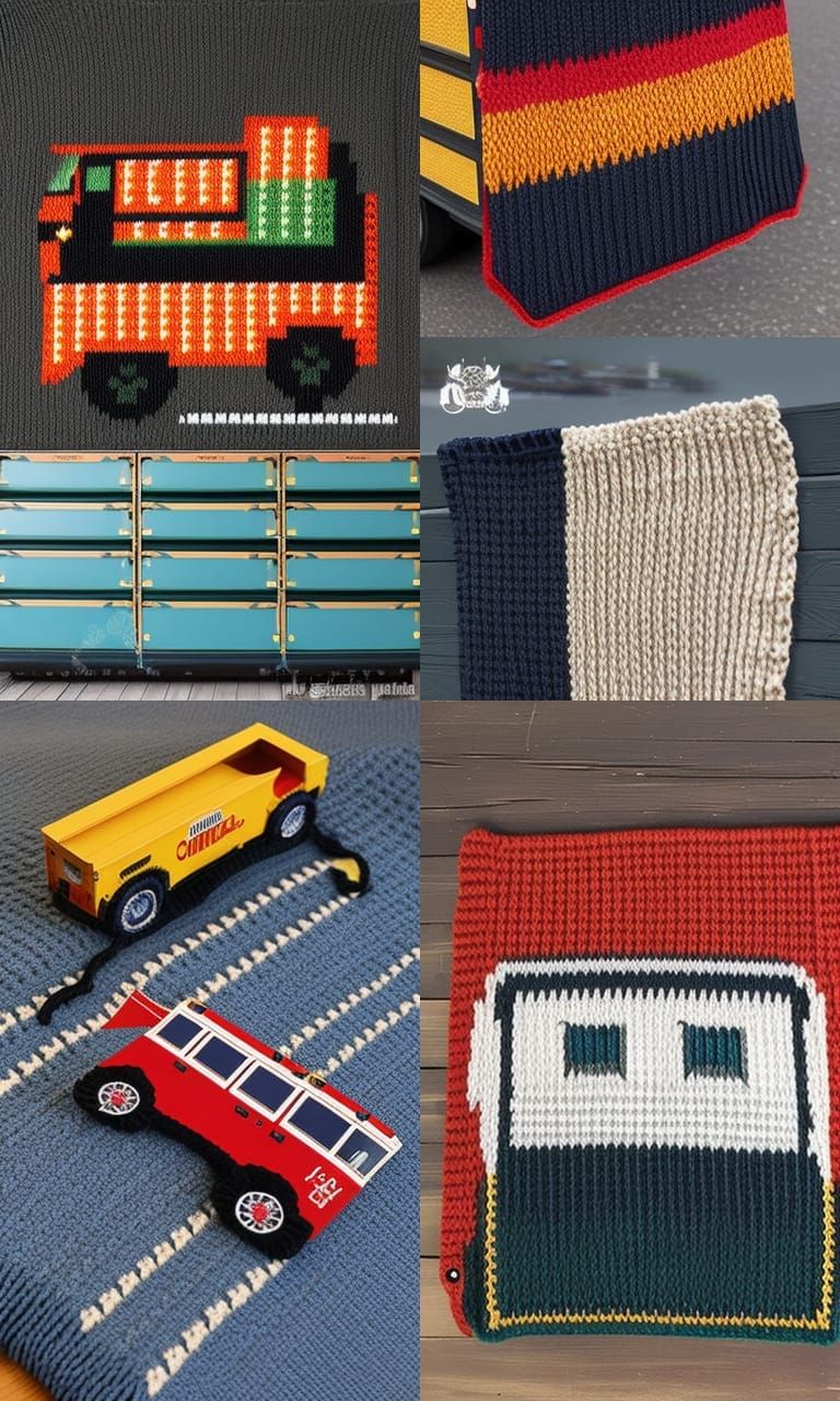 Vintage Garbage Truck Knitting Pattern: Digital Matte Painti...