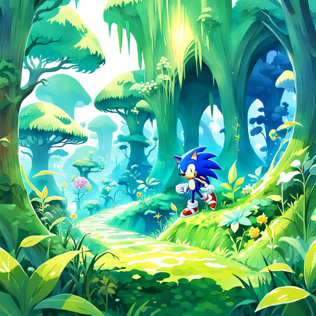 Sonic in a Vibrant Lost World Environment