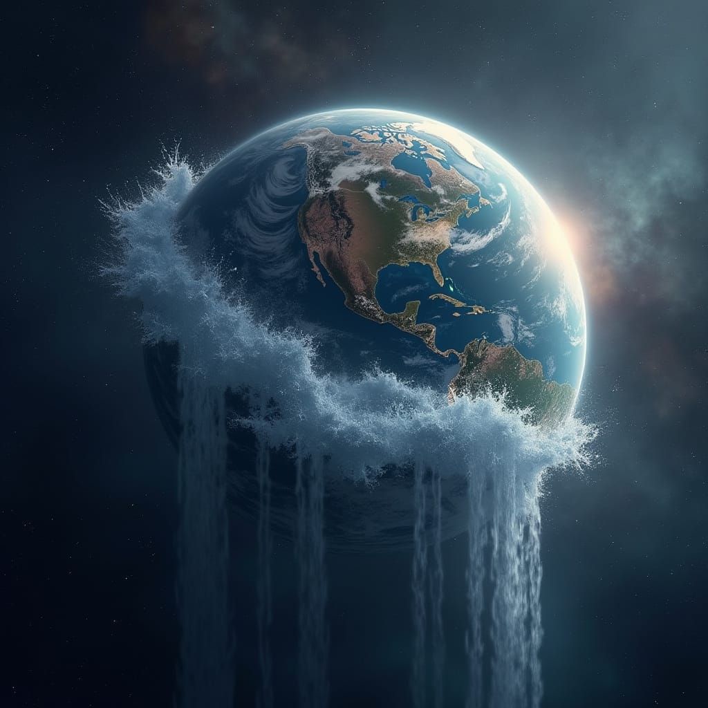 Surreal Flat Earth Falls into Cosmic Nebula