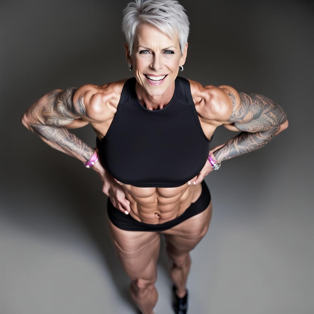 Jamie Lee Curtis as a Bodybuilder in Professional Photo