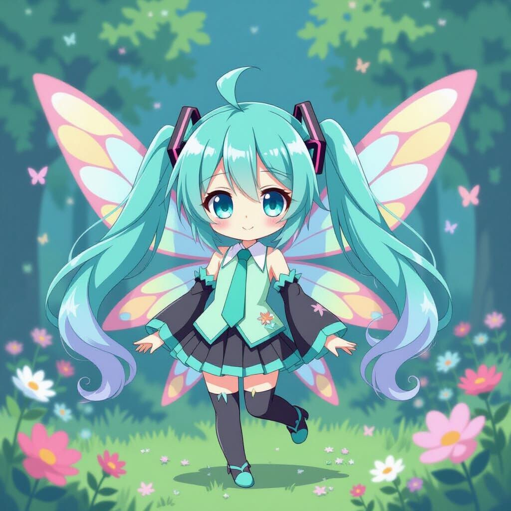 Hatsune Miku: Monster Fairy in Chibi Style