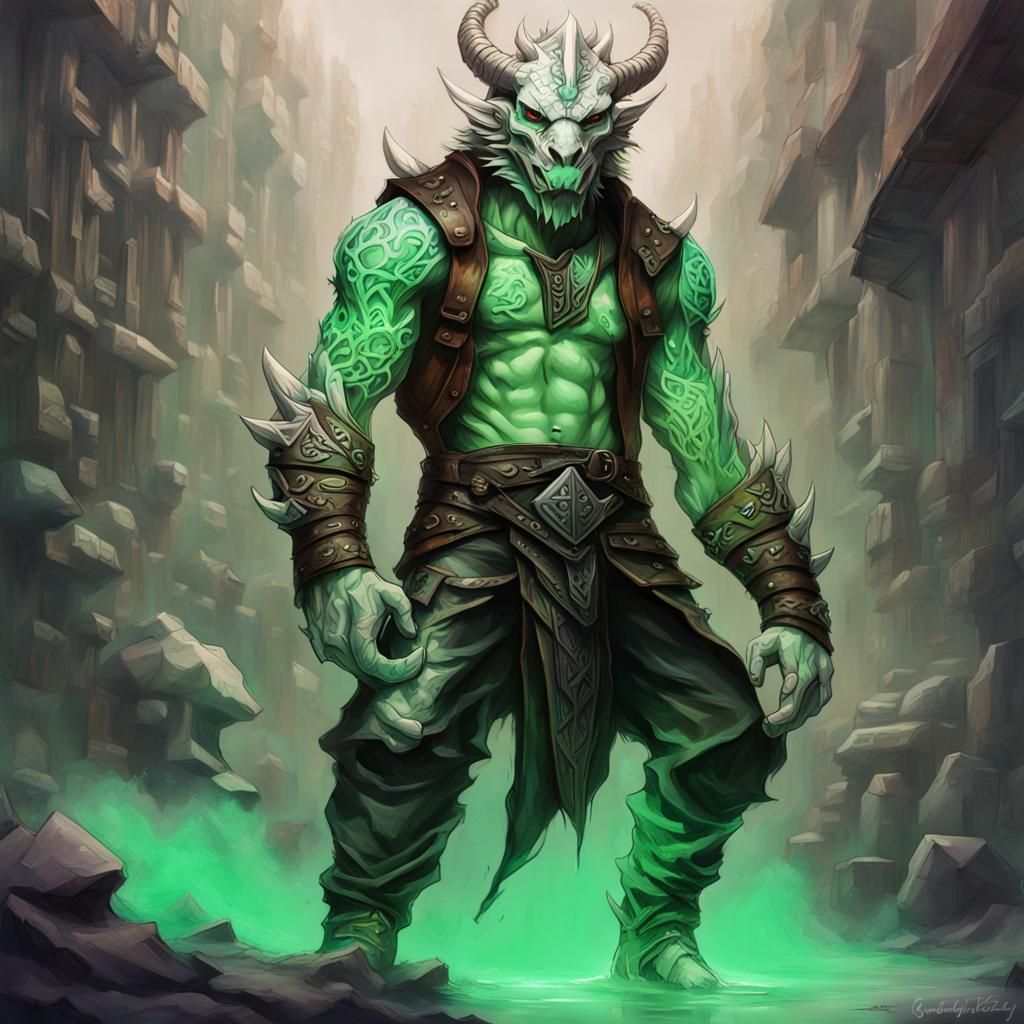 Crystal Dragonborn Bard in Graffiti Street Art Style